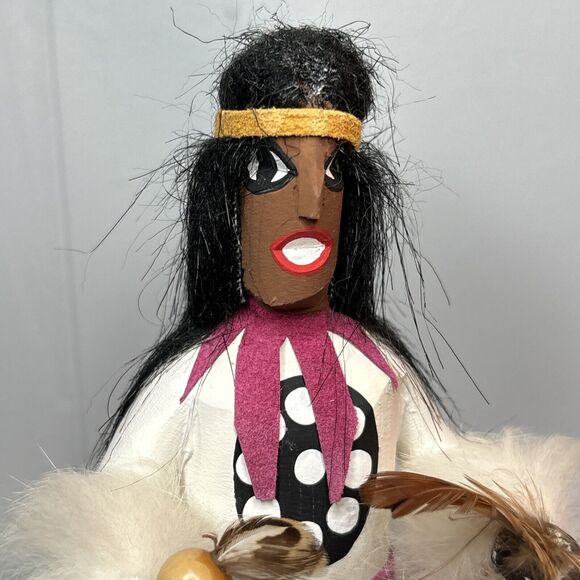 Hand crafted native Bear figure 8 inch Tall removable mask Signed E Jimmie - Picture 8 of 10